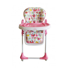 Asalvo HIGH CHAIR WITH WHEELS ELEPHANTS PINK